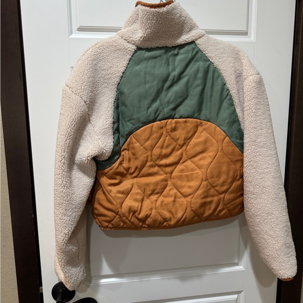 Blank NYC Cream, Orange, and Green Puffer Jacket| Teddy| Sherpa| - Picture 4 of 4